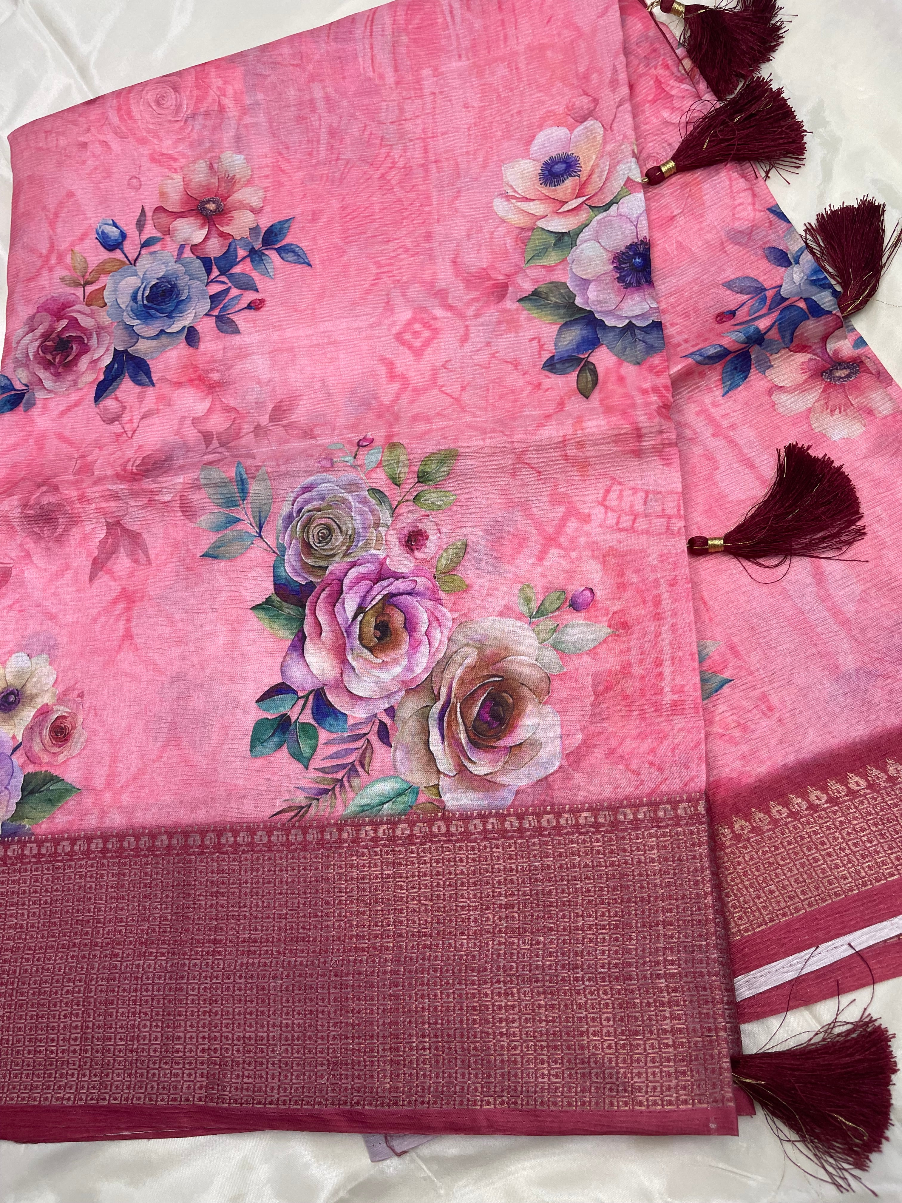 Fancy digital print sarees