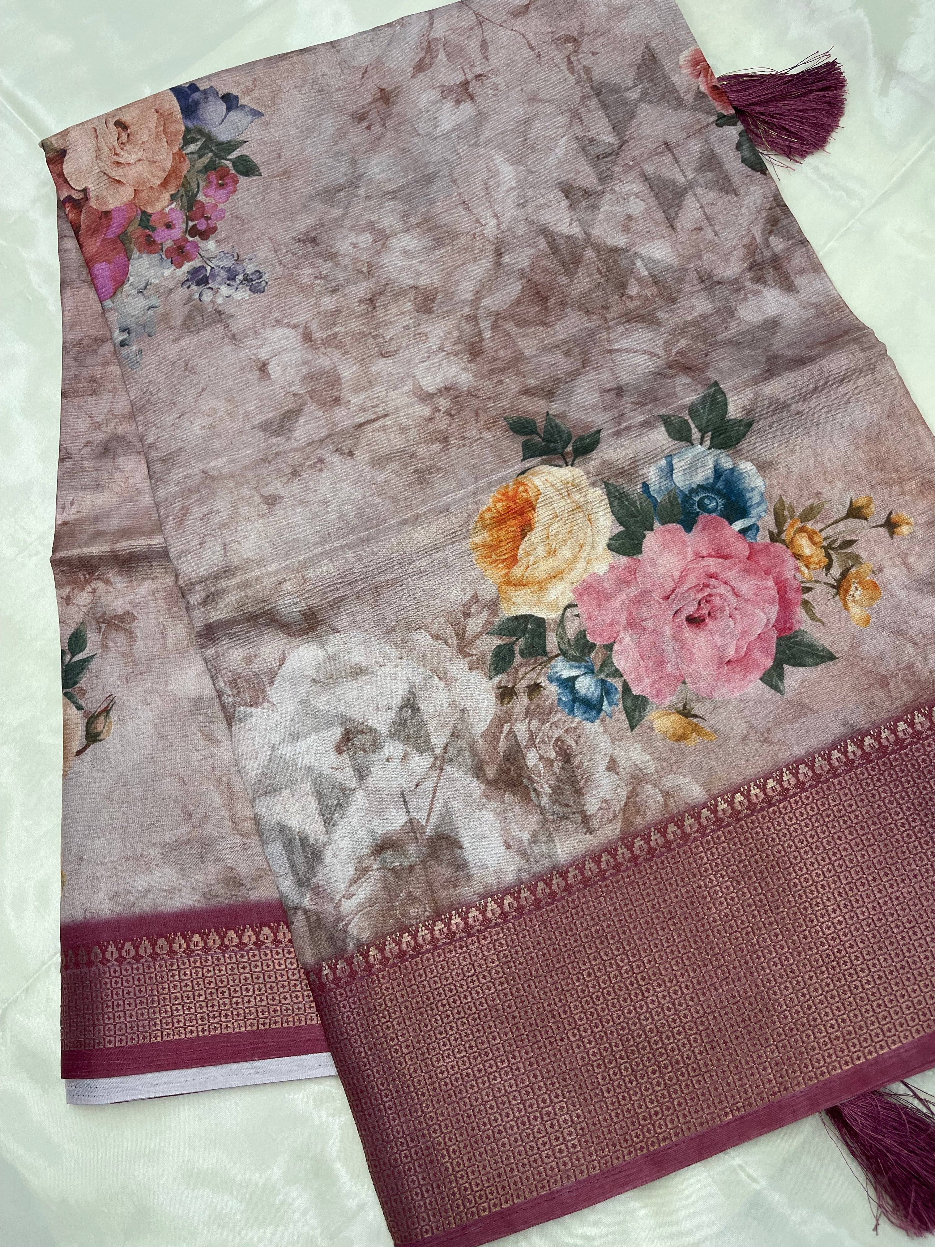 Fancy digital print sarees