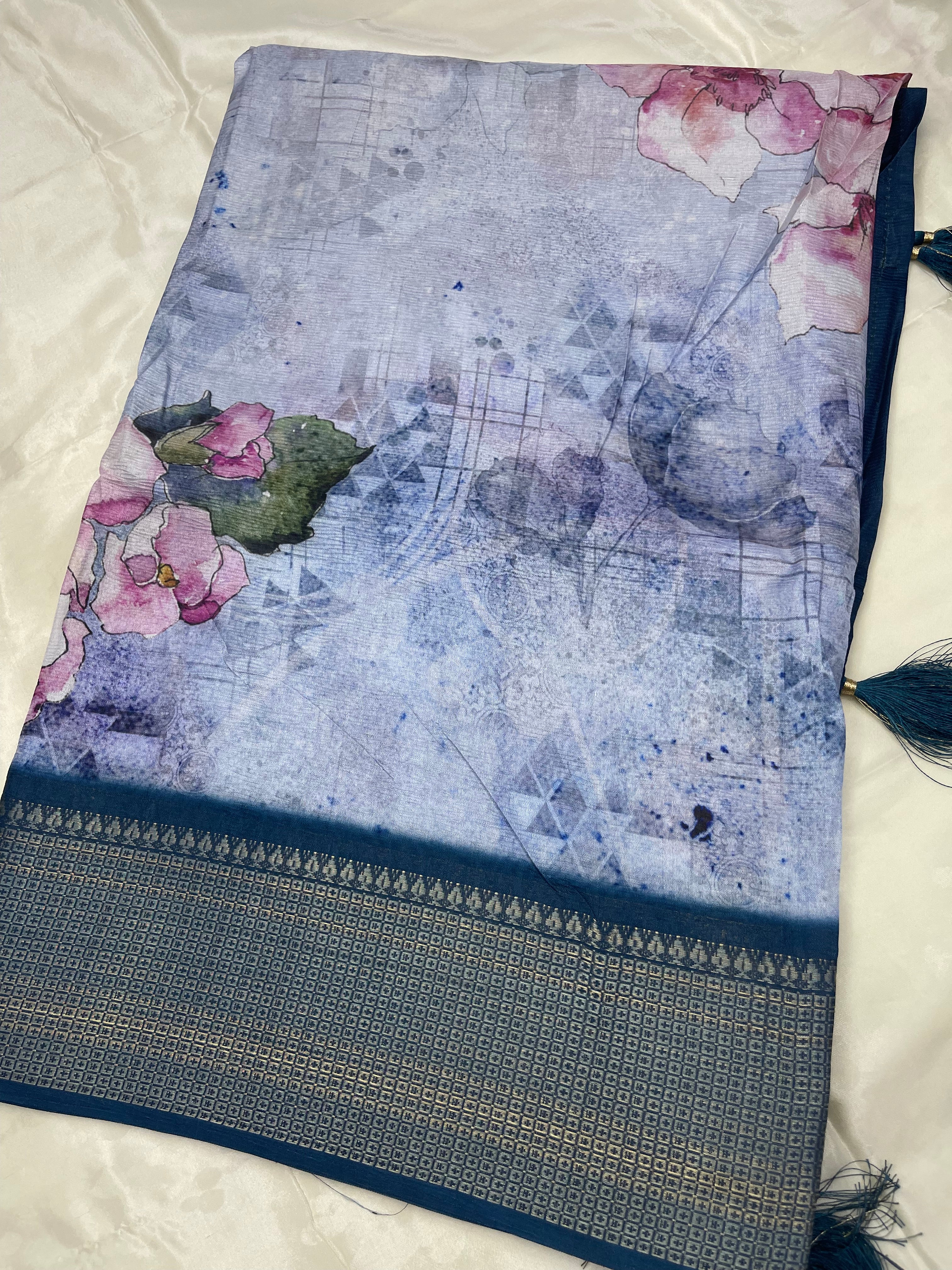 Fancy digital print sarees